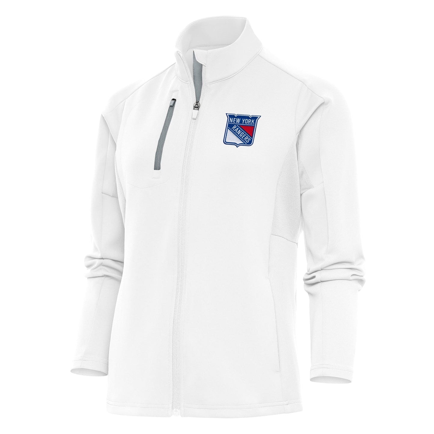 Women's Antigua White New York Rangers Team Logo Generation Full-Zip Jacket
