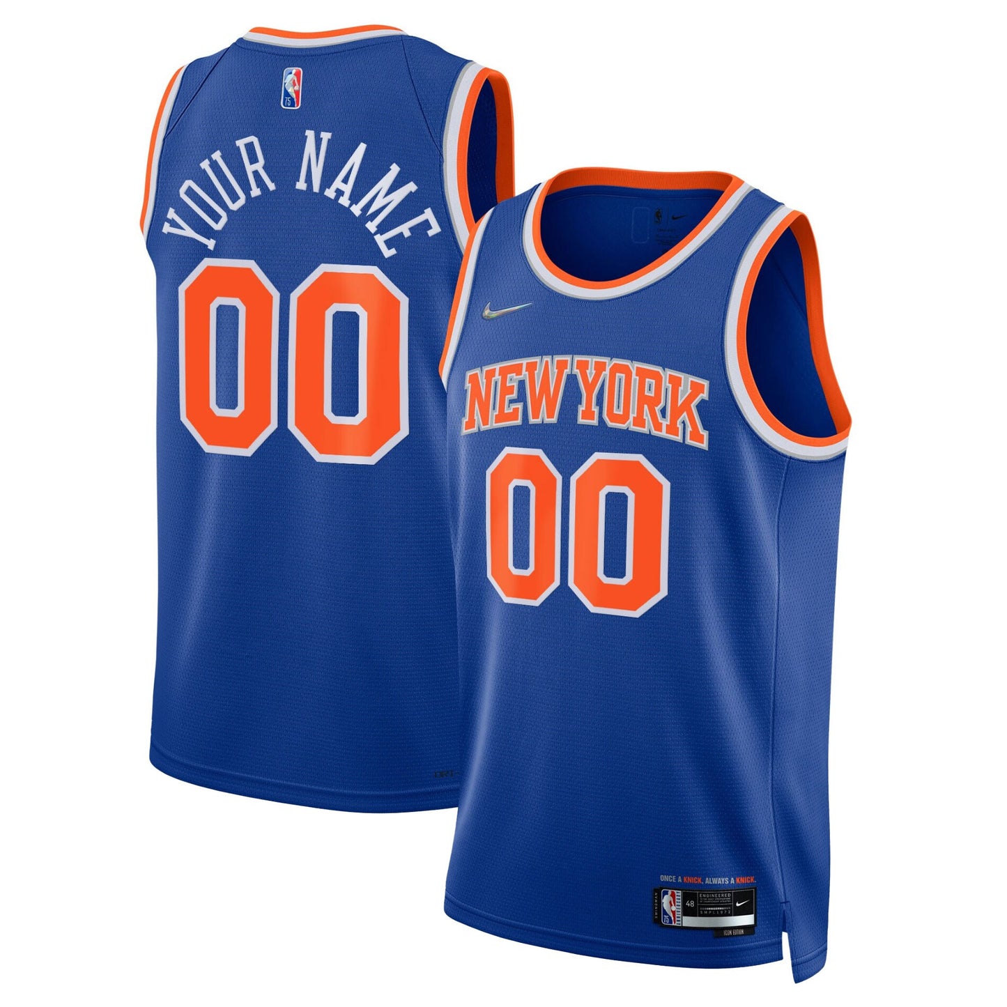 New York Knicks Nike 2021/22 Diamond Swingman Custom Jersey - Icon Edition - Blue